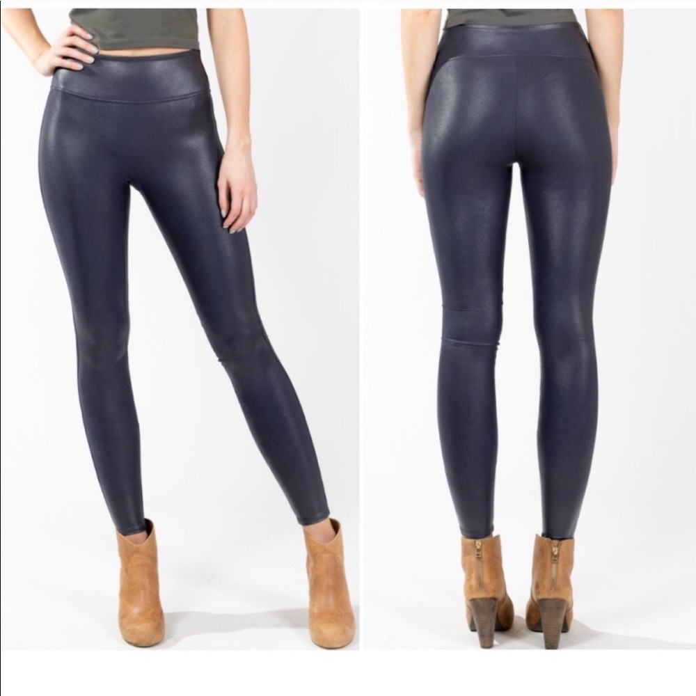 Excellent: spanx faux leather legging navy blue
